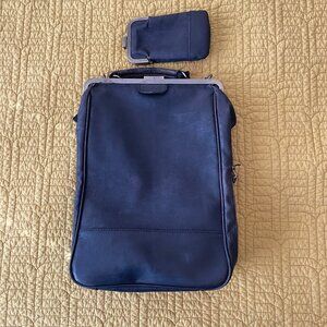 USED black Bobobark vegan cork large bag + sunglasses case